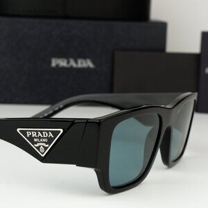 BRAND NEW Prada PR10ZS 16K40K Black Petrol Green Square Unisex Sunglasses